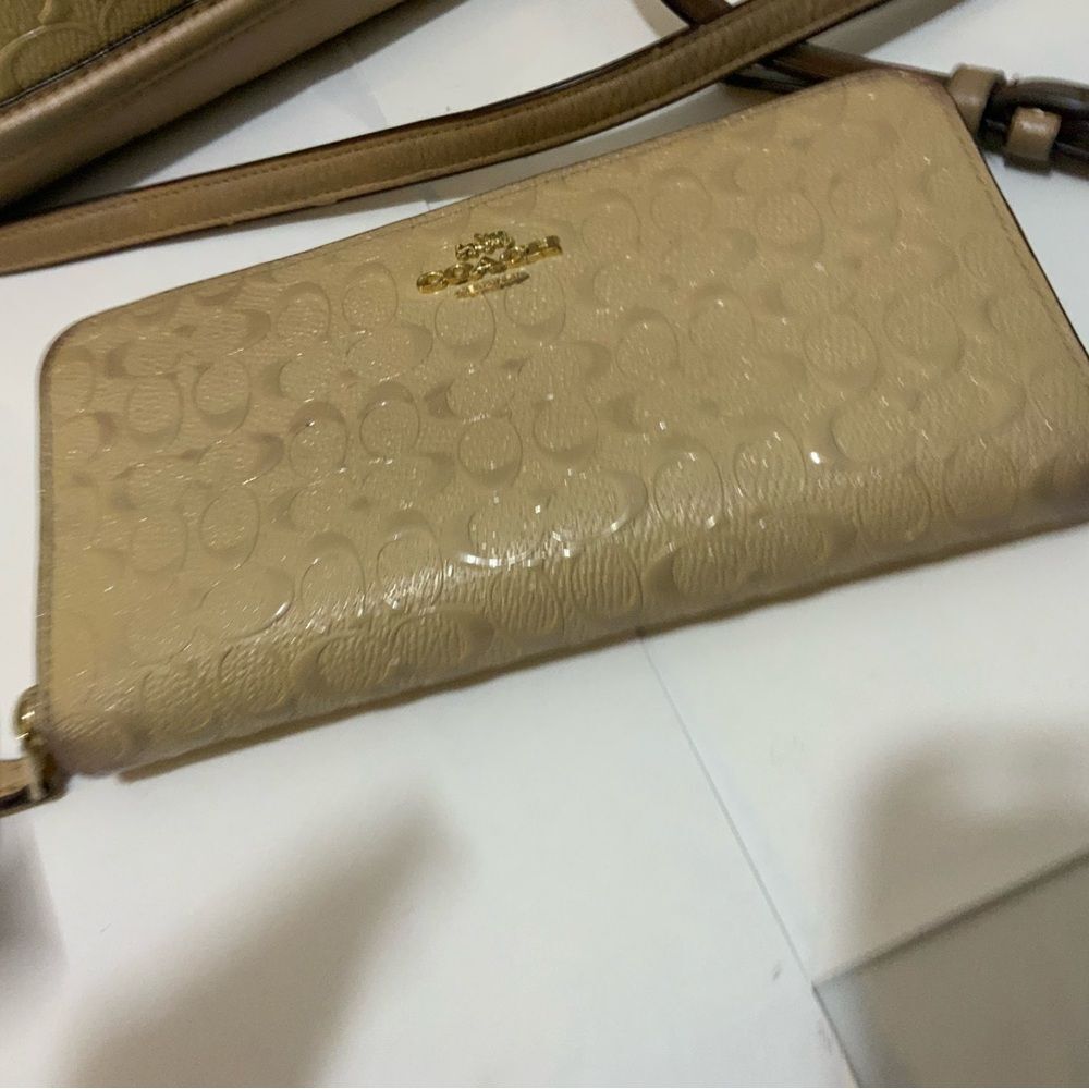 COACH Mini Sierra Satchel & wallet  Signature debossed Patent Leather, F55450 - Picture 5 of 9